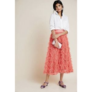New Anthropologie Cynthia Textured A-Line fringed Midi Skirt  size US 2P